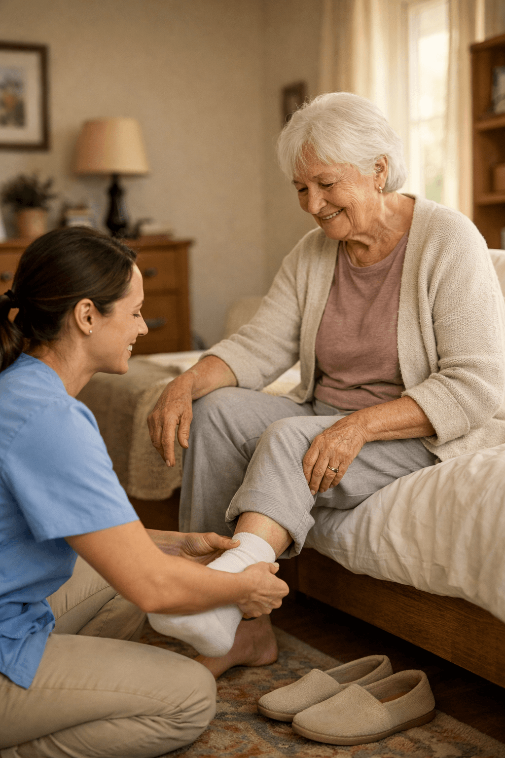 Elderly person receiving personal home care